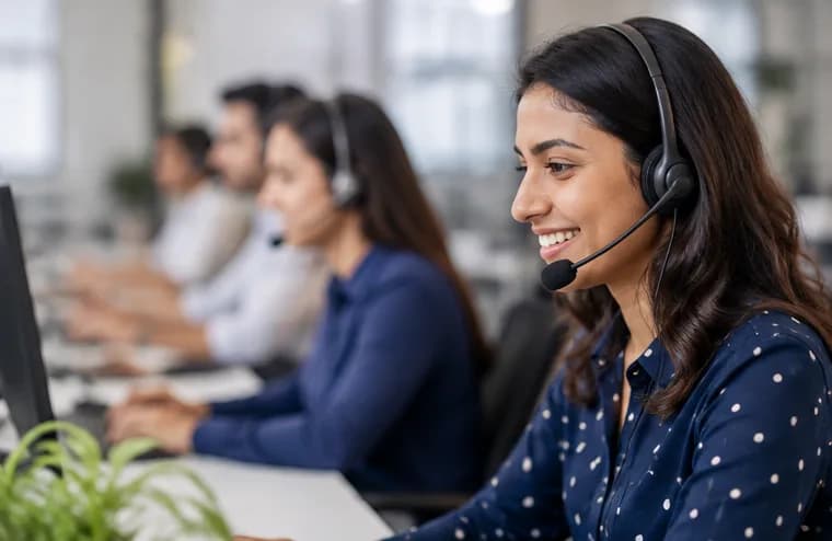 Support team assisting a client throughout their journey