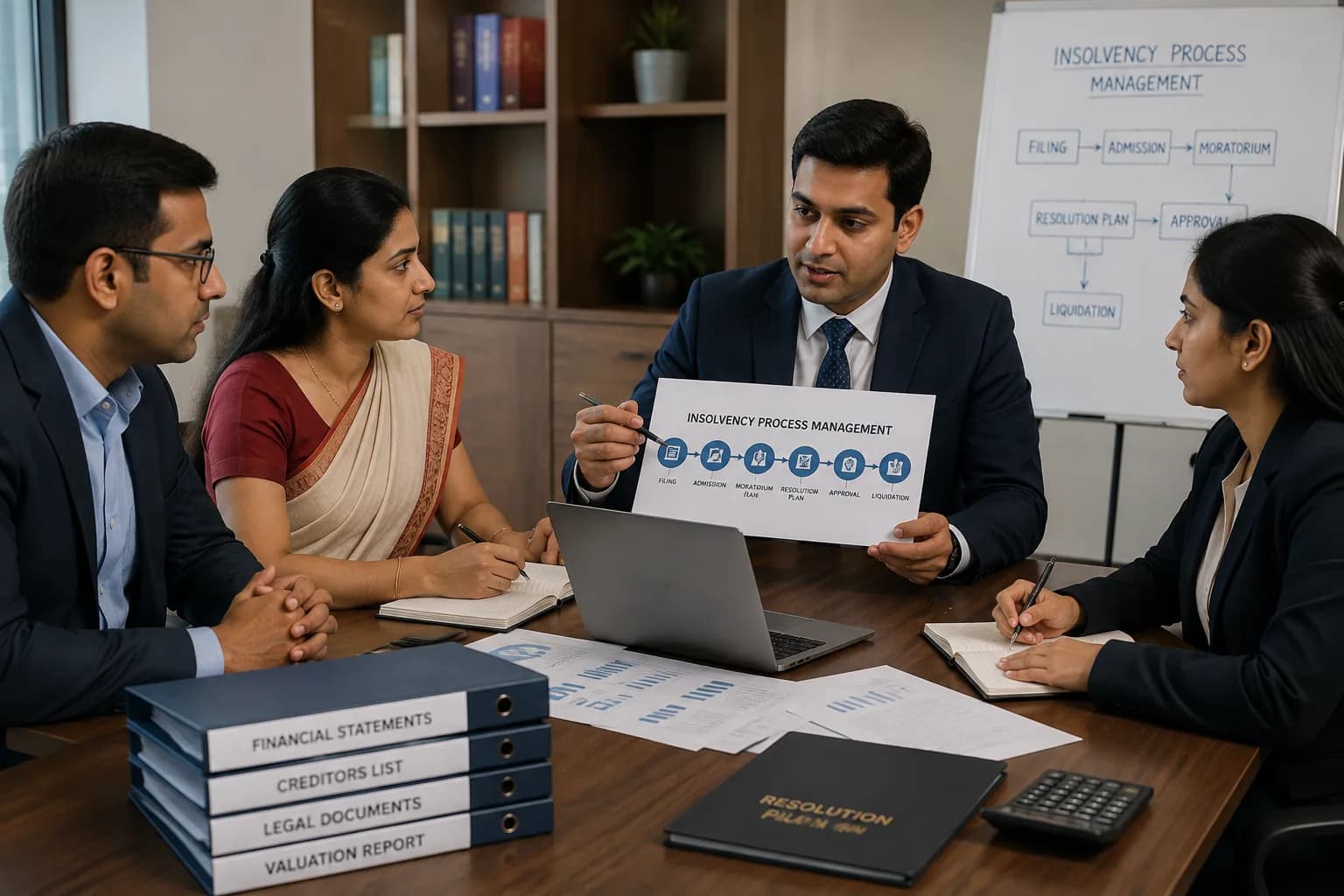 Team coordinating insolvency process management workflows
